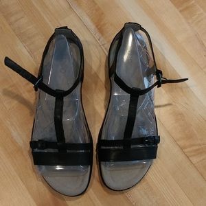 ECCO black strappy flat Sandal BLACK 11/42